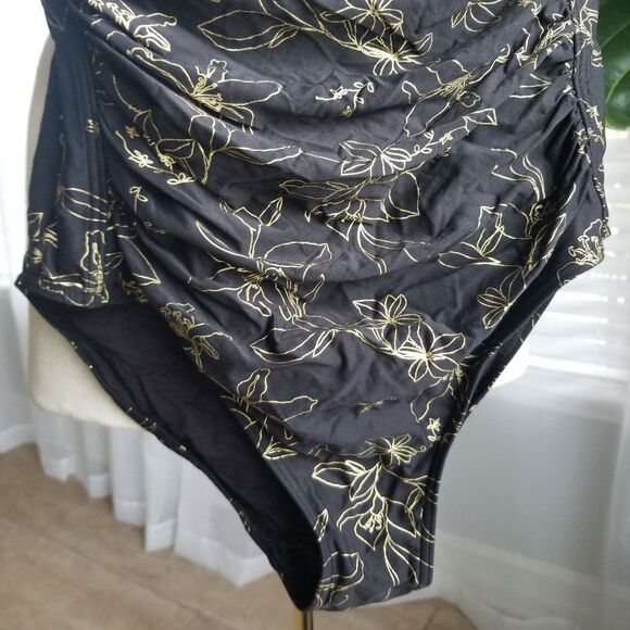 Niptuck one piece swimsuit gold floral size 6 - Picture 5 of 9